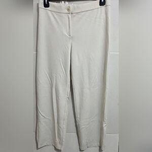 Eileen Fisher Dress Pants Womens M White Flare Wide Leg Stretch Zip Beige